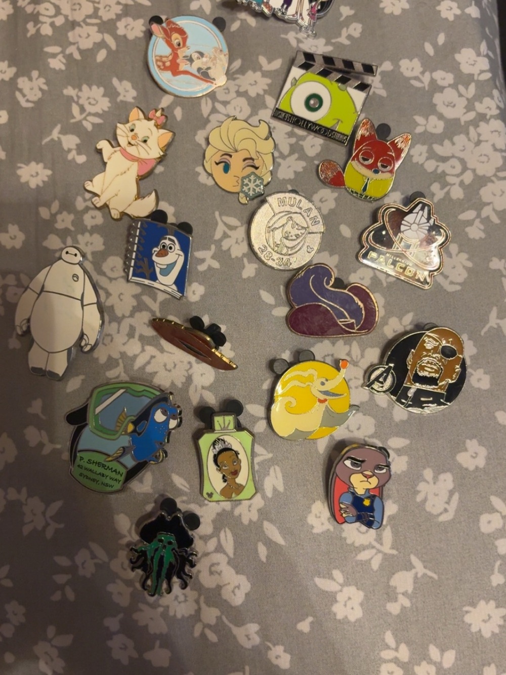 Disney Assorted Character Enamel Brooches - Blue, Yellow, Purple, Green, Red